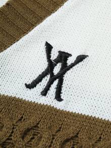 Manfinity EZcore Men's Contrast Color Long Sleeve Single-Breasted Casual Knit Cardigan, Autumn/Winter