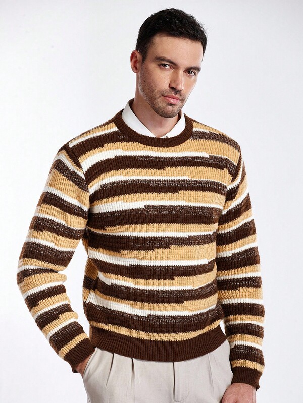 Manfinity CityGents Nuevo suéter de hombre con bloques de color y estampado floral de malla para otoño/invierno, de moda para bloggers