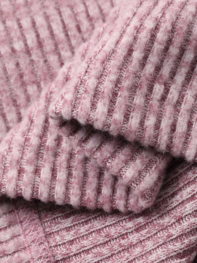Women's Brushed Knit Fuzzy Fluffy Cuff Trim Top & Pants Fitted Pajama Clothes Set, Autumn/Winter, Cozy