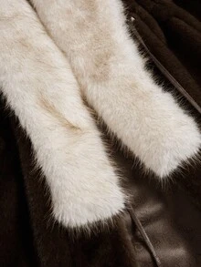 Chiquease Women's Fashionable Slimming Long Warm Coat, Faux Fur, Autumn/Winter - Black - View 7