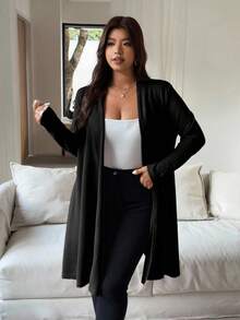 Vionelle 大码休闲度假针织开衫 - 黑色 - 查看 5