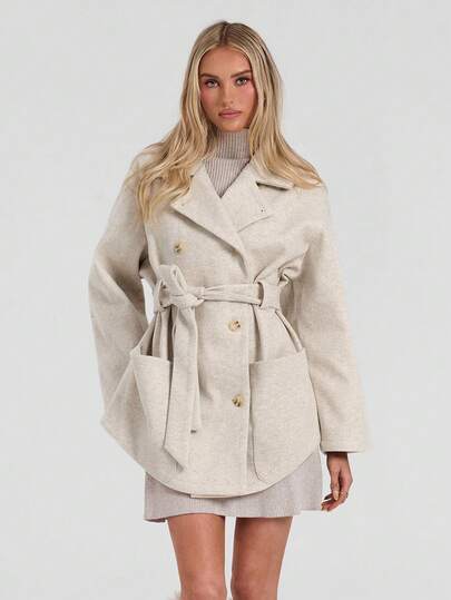 Avantive A Casual And Elegant Apricot-Colored Tweed Jacket For Street Commuting Fall Winter Clothes For Women Christmas New Year Women Elegant Casual Thanksgiving Outfit For Women Church Clothing For Women Beige Outfits For Women Coats For Women Winter Outfits For Women Neutral Clothes For Women