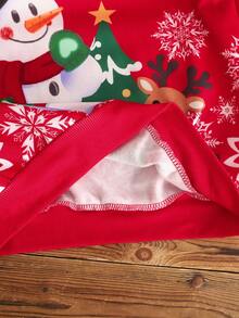 Tween Girl Christmas Cute Cartoon Snowman, Christmas Deer, Christmas Tree, Snowflake Pattern Red Festive Casual Loose Hoodie Sweatshirt, Comfortable Daily Wear Knit Long Sleeve Sweatshirt, Suitable For Autumn/Winter, Christmas Party Dress, Christmas Gifts, Christmas Dress Young Girls Winter Sets Christmas Outfits For Girls Sweatshirt Set For Girl Winter Tween Sets