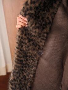 MOTF PREMIUM LAPEL COLLAR LEOPARD FAUX FUR COAT - Multicolor - View 9