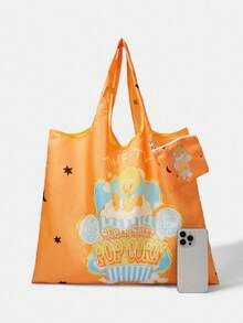 LOONEY TUNES X SHEIN 女士卡通字母图案大容量通勤手提包 - 彩色 - 查看 5