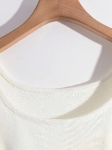 GlowEve Women's Casual Solid Color Drawstring Hem Long Sleeve Sweater - White - View 3
