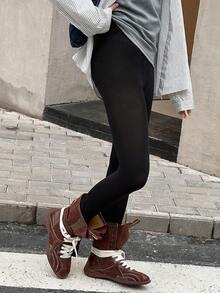 DAZY 少女纯色弹力腰休闲打底裤