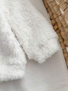 SHEIN Niedliche Baby Mädchen Farbblock Kuscheljacke mit Kapuze und Schleife, Herbst/Winter