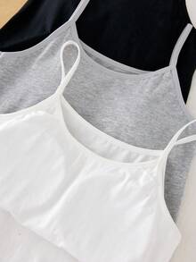 3 件套女童基本款黑色、白色、灰色吊带背心（带胸垫）、百搭舞蹈服和汗衫