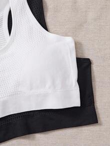 Easithlete Set de 2 sujetadores deportivos sin costuras de unicolor para mujer, ropa de fitness diaria