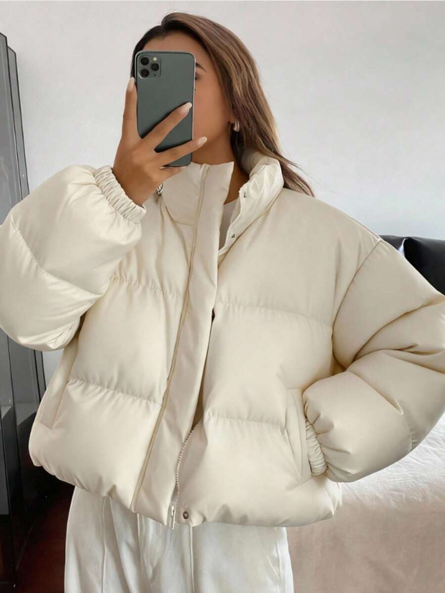 DAZY 女式宽松前开长袖夹棉外套