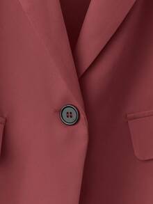 GlowEve CURVE 2pcs/Set Plus Size Solid Color Button Front Long Sleeve Shirt And Skirt Outfit Fall Cloth For Women - Burgundy - View 4