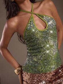Glamine Robe de plage bohème dos nu pour femme, haut caraco avec tissu perlé spécial, tenue de rentrée scolaire, streetwear, robes d'anniversaire pour femmes, hauts de sortie pour femmes Y2K mignons - Vert - Voir 5