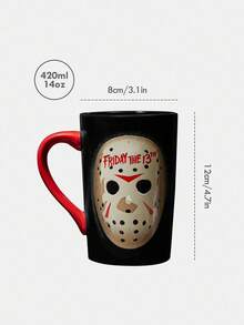 WB Horror X SHEIN 420ml Horror Mask Print Mug - Black - View 4
