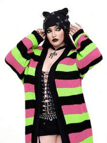 Flirla Neue vielseitige lässige mehrfarbige Loose Fit Langarm Lange Strickjacke - Verschiedenfarbig - Übersicht 7
