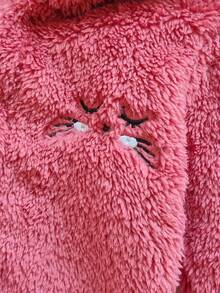 SHEIN Vintaside Kids 新生儿简约时尚可爱刺绣长袖连帽连体睡衣 - 粉色 - 查看 6