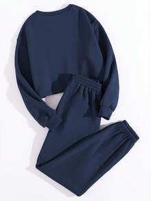 GlowEve 秋冬休闲纯色羊毛运动衫和运动裤套装