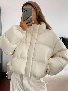 DAZY 女式宽松前开长袖夹棉外套