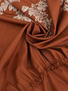 Brillora Damska sukienka swobodna z okrągłym dekoltem i kwiatowym nadrukiem, rękawami typu "latarnia" i falbaną u dołu