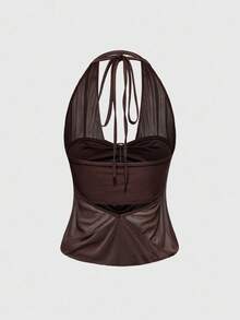 ROMWE Hippie Women's Y2K Sexy Christmas Party Deep V Vintage Plunging Neckline Backless Streetwear Strapless Tank Top With Leopard Print Shorts (Includes Bandeau Bra)