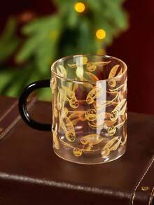 HARRY POTTER X SHEIN 1 Chiếc cốc thủy tinh borosilicate cao cấp in hình Quả bóng vàng Snitch, dung tích 18.6 oz/550 ml, chịu nhiệt và giữ lạnh, thích hợp đựng sữa, nước ép, cà phê, dùng cho mùa tựu trường. - Trong sáng - Xem 2