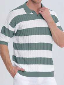 Claim Dot Men Striped Short Sleeve Knitted Polo Shirt For Spring And Summer - Multicolor - View 5