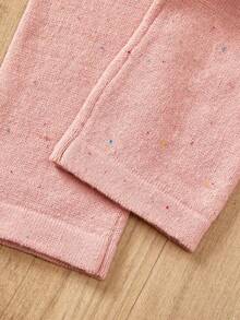 SHEIN 年轻女孩毛衣套装，高领黑色波尔卡圆点白色上衣和直腿黑色波尔卡圆点白色裤子针织装，适合秋冬季日常穿着和外出 - 淺粉色 - 查看 6