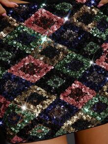 SHEIN BAE 秋冬无袖方领侧开衩修身亮片迷你连衣裙、场合连衣裙、派对连衣裙、夜间外出连衣裙、俱乐部连衣裙、波西米亚风格服装 - 彩色 - 查看 5