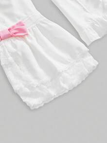 ROMWE J-Fashion 洛丽塔夏季娃娃装可爱甜美 3D 蝴蝶结装饰泡泡袖女式衬衫 - 白色 - 查看 4