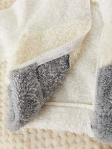 SHEIN 新生男婴/女婴多色块拼接拉链柔软羊毛夹克，舒适亲肤，简约时尚，百搭，室内外均可穿着，秋冬 - 彩色 - 查看 6