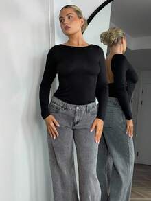 Bethéva Backless Lace Stitching Backless Women's T-Shirt Top. Sexy Date Wear Suitable For Summer. - Black - View 1