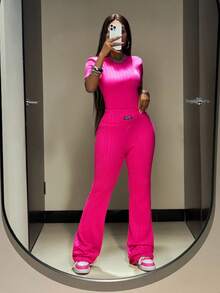 Slaydiva 2 件套女士休闲圆领短袖上衣和裤子