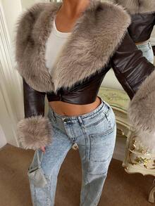 SHEIN SXY Veste  courte avec col  et patchwork, automne/hiver