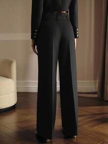 MOTF PREMIUM CONTRAST LACE SUIT PANTS, AUTUMN/WINTER - Black - View 5