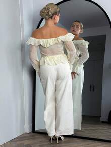 Bethéva 女用寬鬆拼布羊毛裝飾牛仔褲