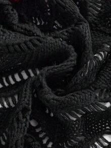 ROMWE Goth Áo khoác cardigan mỏng nhẹ họa tiết trái tim, mắt, sao, mặt trăng cổ điển dành cho nữ - màu đen - Xem 4