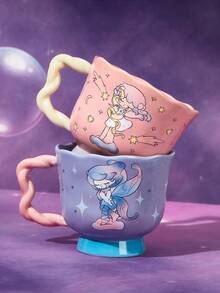 Pop Mart Azura X SHEIN 1pc Ceramic Mug With Cartoon Pattern, Heat-Resistant, Dishwasher Friendly, For Milk, Juice, Coffee, Tea - Multicolor - View 1