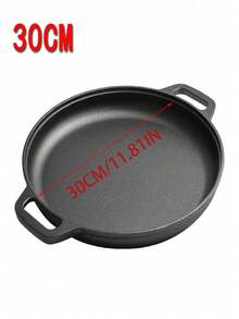 1pc Cast Iron Skillet, Non-Stick Uncoated Pancake Pan, Multi-Functional Non-Stick Cookware, Suitable For Pizza, Grilling, Pancake - Compatible With All Stoves Including Electric, Induction And Gas Stove, Ideal For Home Kitchen And Outdoor Cooking - Black - View 10