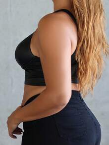 MelDlgn Débardeur fendu sexy grande taille pour femmes, convient pour un port quotidien, festivals, soirées, anniversaires, enterrements de vie de jeune fille, mariages, élégant, décontracté, shopping, streetwear, sortie, coquette, facile à assortir et affinant la silhouette, mettant en valeur le corps, valorisant la forme - Noir - Voir 3