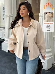 Easura Chaqueta con capucha casual de talla grande, adecuada para otoño/invierno para mujeres