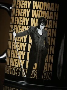 Whitney Houston X SHEIN 400ml Figure & Letter Graphic Ceramic Mug - Black - View 6