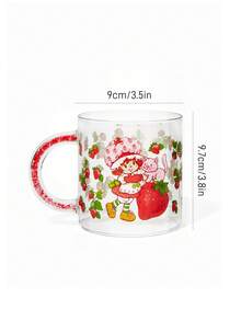 Strawberry Shortcake X SHEIN 1 个 18.6 盎司/550 毫升金色飞贼图案印花高硼硅玻璃杯，耐冷耐热，适用于牛奶、果汁、咖啡、 - 無色 - 查看 6