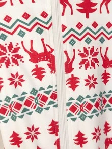 Infant & Baby Girl Elegant Floral Print Long Sleeve Jumpsuit, Comfortable & Stylish Romper,Snug Fit Holiday Baby Clothes Toddler Christmas Pajamas