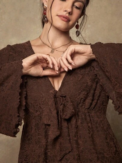 Freevana 大码女式纯色V领宽松休闲长袖上衣