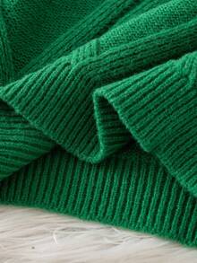 SHEIN Young Boy Casual Solid Color Crew Neck Knit Sweater, Autumn/Winter Green Sweater - Green - View 6
