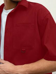 SWAVVY Camisa de manga corta holgada y casual de tejido para hombre, para uso diario