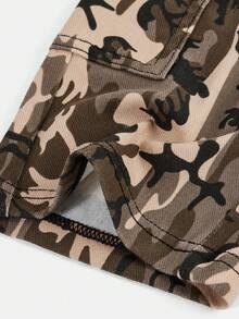 SHEIN Blugi largi, stilați, casual, moi, drăguți, de camuflaj, maro, tricotați, din denim, cargo, cu picior larg, pentru bebeluși, ținute zilnice de toamnă/iarnă, streetwear, Crăciun, Anul Nou, Ziua Recunoștinței - Multicolor - Vizualizare 5