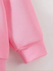 青少年女孩休闲时尚舒适简约百搭创意圣诞甜点和饮料姜饼图案羊毛圆领长袖运动衫，秋冬 - 粉色 - 查看 4