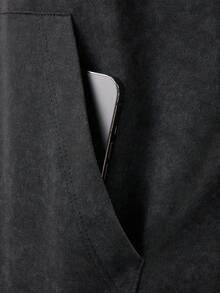 Sport MetroGents 1 pieza Sudadera casual de moda urbana para hombre, sudadera con capucha con cordón, bolsillo y estampado de caballero y letras, forro térmico, adecuada para otoño/invierno