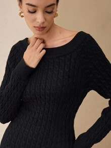Graceveil Abito maglione invernale da donna con nodo attorcigliato, colore nero - nero - Visualizzare 6